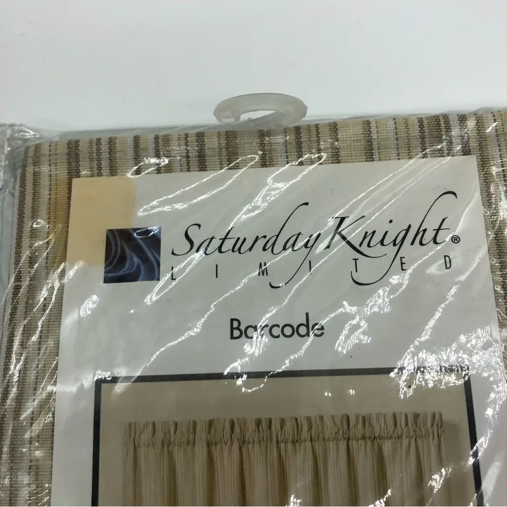 Saturday Knight TWO 58x13 Inch‎ Window Valences Stripe Barcode Natural Cream NEW